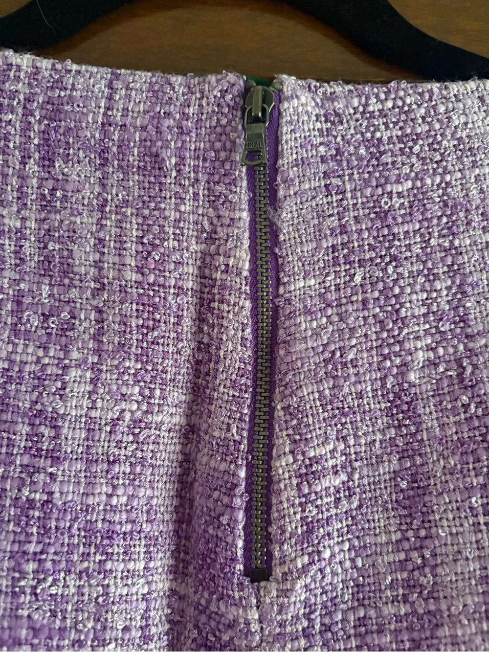 Alice + Olivia Lavender Tweed Purple Woven Gianna Mini Skirt Size 8 Back Zip